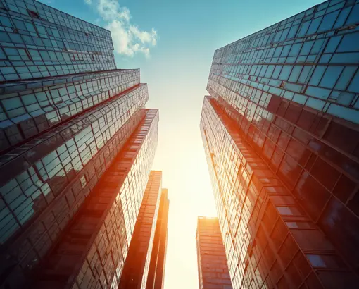 Rascacielos, con el cielo de fondo